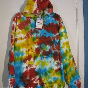 Tie Dye Hoodie Jacket Unisex XL NWT by EzHippie Drawstring Hood Pockets